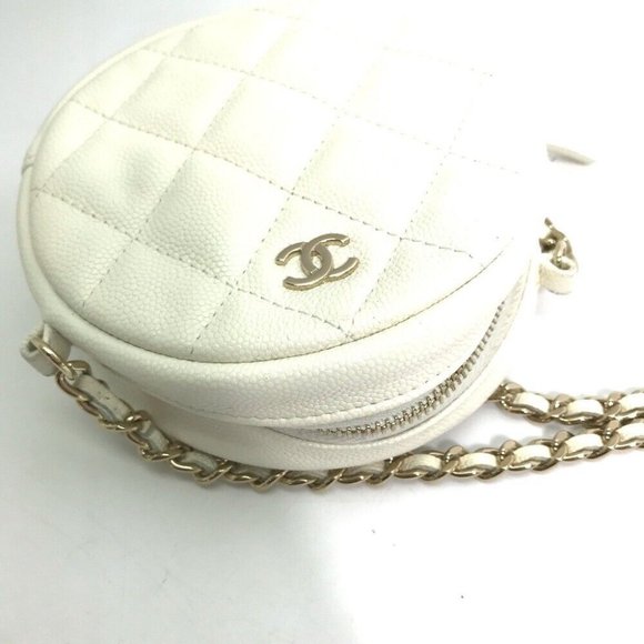 AUTHENTIC CHANEL CC Mark Pochette Matelasse Quilted Round Chain Bag - Picture 3 of 13